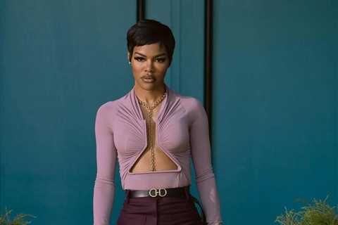 Hulu’s All’s Fair Fashion : Teyana Taylor in a Blush Rick Owens Cut-Out Top and Plum Victoria..