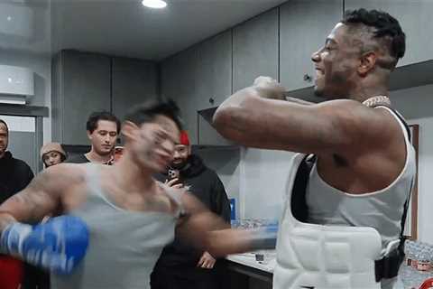 Blueface Left Reeling After Stomach Punch From Boxer Ryan Garcia, on Video