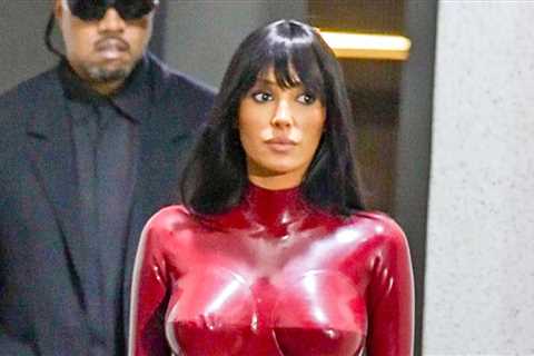 Bianca Censori Looks Like Otherwordly Femme Fatale in Red Bodysuit