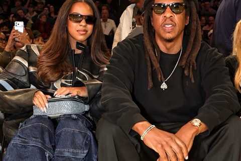 Jay-Z and Blue Ivy Meet LeBron James at the Lakers Game, with Blue Wearing the Same Isabel Marant..