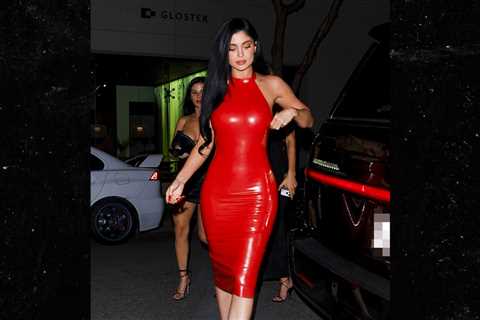 Kylie Jenner Rocks Red Dress at Holiday Party in Los Angeles