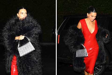 Kendall Jenner Stuns In Red Dress For Christmas Eve Outing
