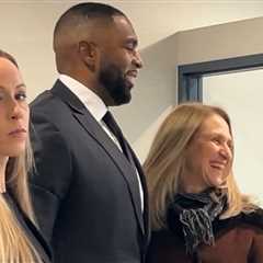 Disgraced Michigan coach Sherrone Moore yuks it up in court as wife Kelli stares daggers after..