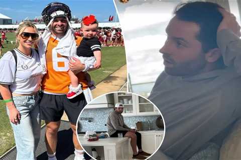 Baker Mayfield’s wife captures QB stress-watching as Saints and Falcons decide Buccaneers’ fate