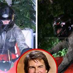 Tom Cruise Hops on Motorcycle Outside Hotel, Leonardo DiCaprio Follows, on Video