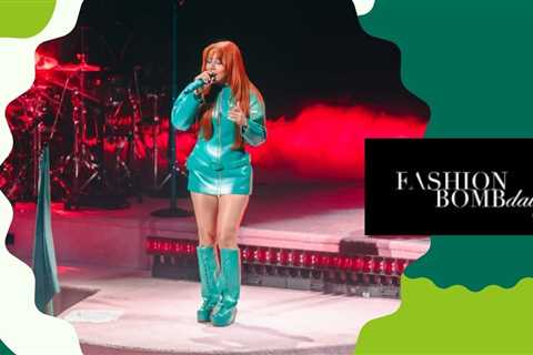 Mariah The Scientist Performed in DC in a Teal Green $1,478 KNWLS ‘Neo’ Coat and Custom Laura..