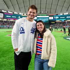 Drake Maye sports Dodgers jersey at WBC in Tokyo with wife Ann Michael