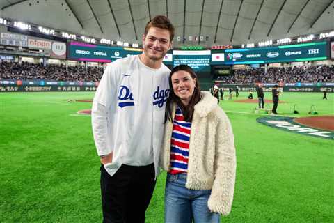Drake Maye sports Dodgers jersey at WBC in Tokyo with wife Ann Michael