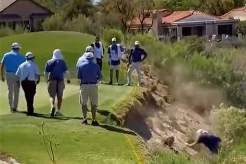 John Daly ‘bellyflops’ down hill during golf event in wild moment