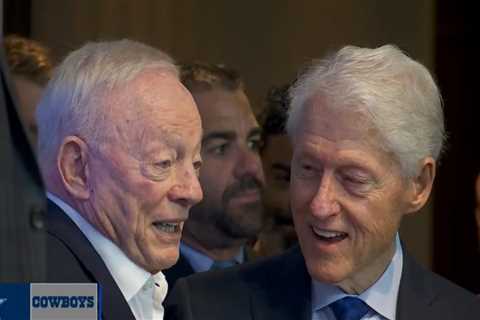 Bill Clinton crashes Cowboys’ pre-draft press conference — as Jerry Jones nearly falls off stage