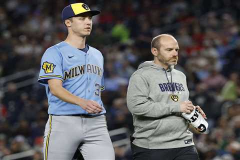 Phenom Jacob Misiorowski exits no-hit bid early with hamstring cramp in Brewers injury worry
