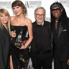 Taylor Swift Hangs With Spielberg, Quotes ‘Yellowstone,’ Salutes Sombr & Chokes Up During..