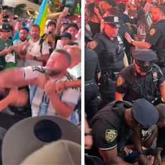 Argentina and Algeria Fans Brawl In Times Square Ahead of World Cup Match