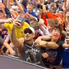 Josh Hart celebrates among fans during wild Knicks parade moment