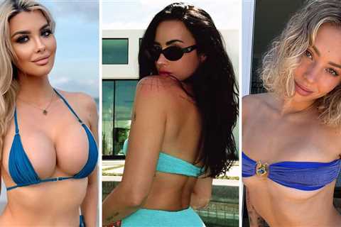 Blue Bikini Bombshells Stun On The Sand, Hot Shots