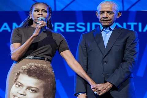 Michelle Obama Wore a Custom Acne Studios FW26 Pencil Skirt Featuring a Portrait of Her Late Mother ..