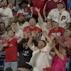Phillies fan aggressively steals home-run ball from fellow onlooker in debated viral scene
