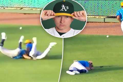 A’s top prospect Ryan Lasko hospitalized, underwent surgery after scary outfield collision