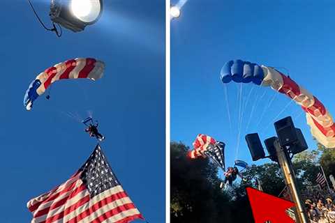 Skydiver Crashes Into Tent During Folsom Pro Rodeo, on Video