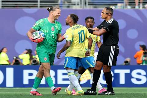 Neymar taunts Norway goalie after scoring Brazil’s only goal in chippy end to World Cup career