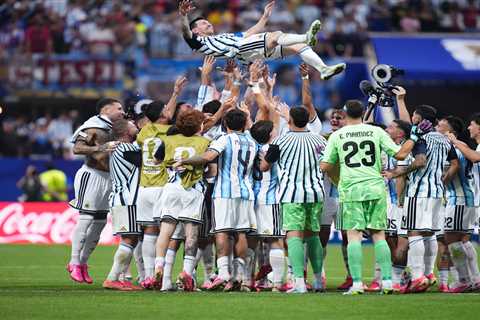 Argentina players toss Lionel Messi in the air after stunning comeback win