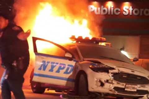 NYPD Patrol Car Goes Up in Flames After BMW Crash in The Bronx: Video