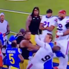 Josh Allen’s Spanish interview takes chaotic turn when Bills-Rams fight breaks out behind him
